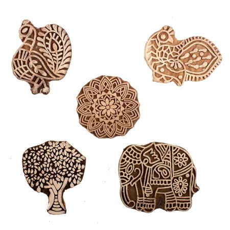 Set of 5 Piece New Mix Wooden Printing Block